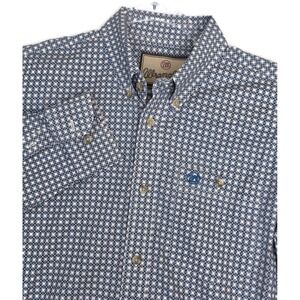 Wrangler Shirt Mens Small Blue Geometric Print Long Sleeve Button Front Casual
